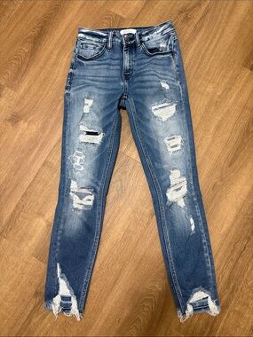 Kancan Signature Mid-Rise Distressed Skinny Jeans Size 25